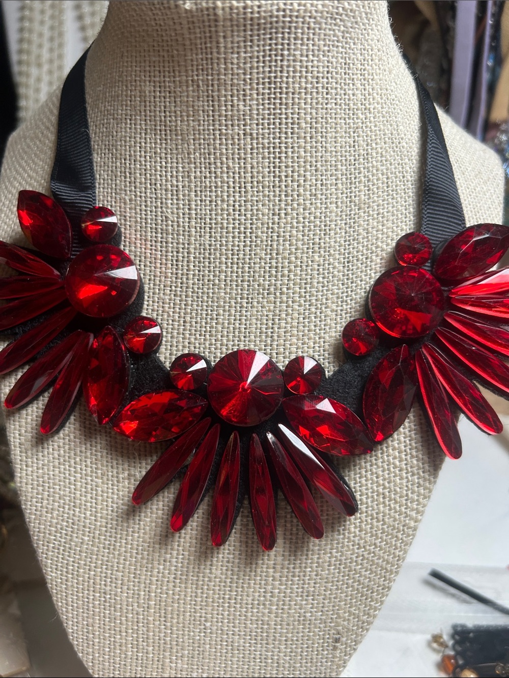 Red Crystal Statement Necklace - Women Jewelry
